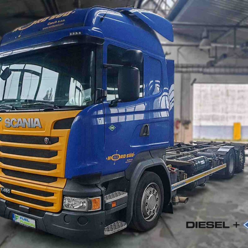 Scania R450 kontejner Diesel CNG