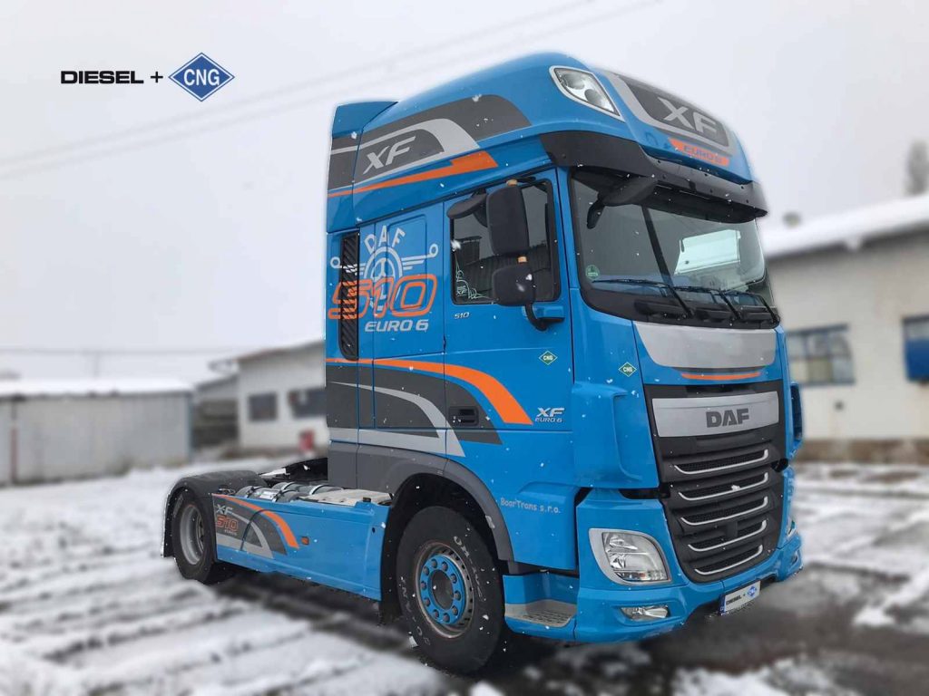 DAF XF 106 Diesel CNG s duálním systémem Fuel Fusion